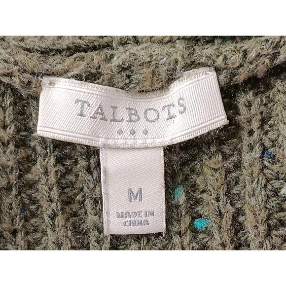 Talbots Ribbed Knit Open Front Cardigan Sweater Sleeveless Women's size M Green - Picture 11 of 11